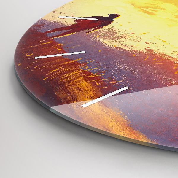 Ceas rotund de perete din sticlă Peisaj de toamnă