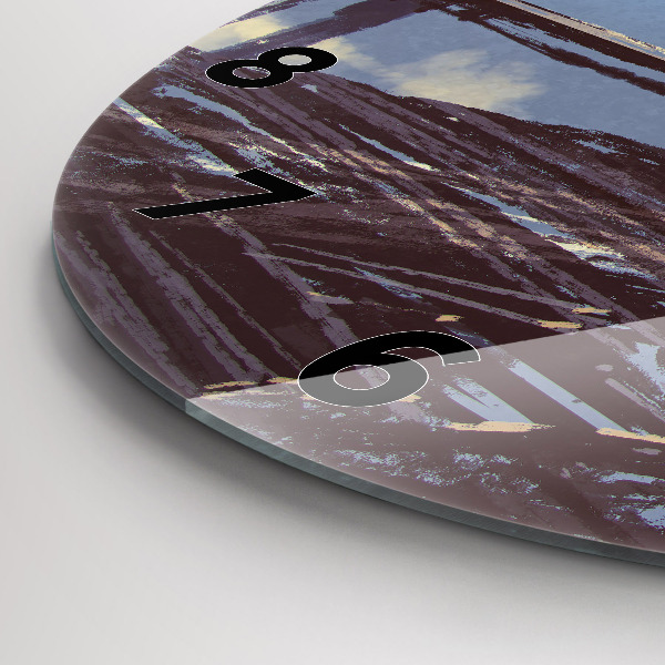 Ceas rotund de perete din sticlă Înger, pod și bicicletă