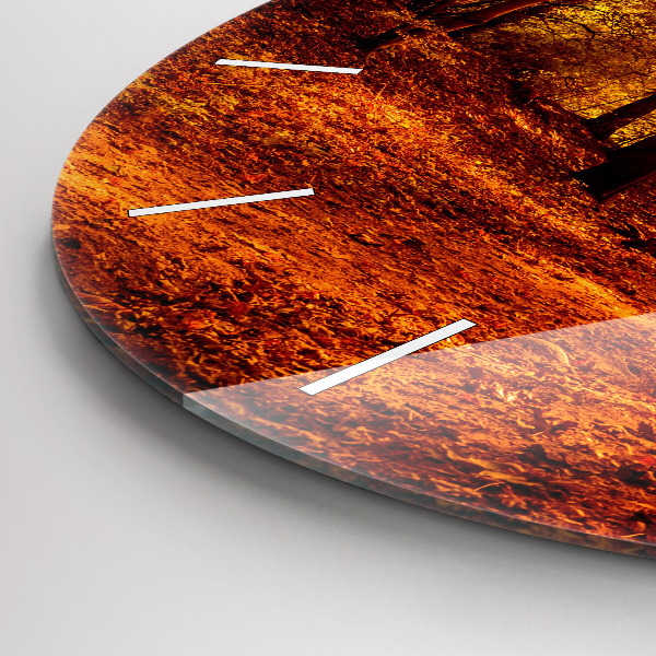 Ceas rotund de perete din sticlă Peisaj de pădure la soare