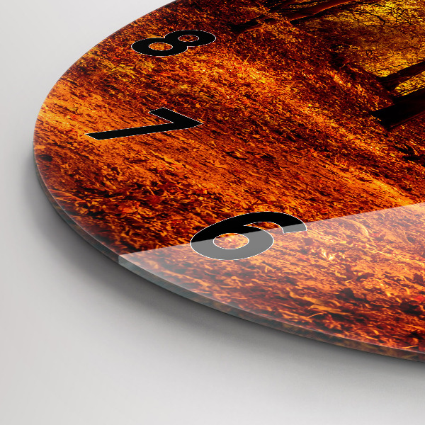 Ceas rotund de perete din sticlă Peisaj de pădure la soare