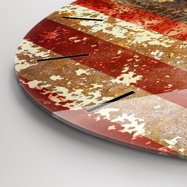 Ceas rotund de perete din sticlă Steagul SUA în stil vintage