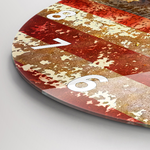 Ceas rotund de perete din sticlă Steagul SUA în stil vintage