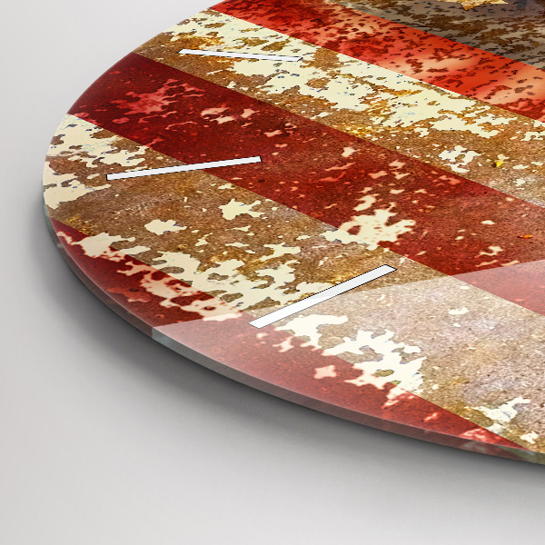 Ceas rotund de perete din sticlă Steagul SUA în stil vintage