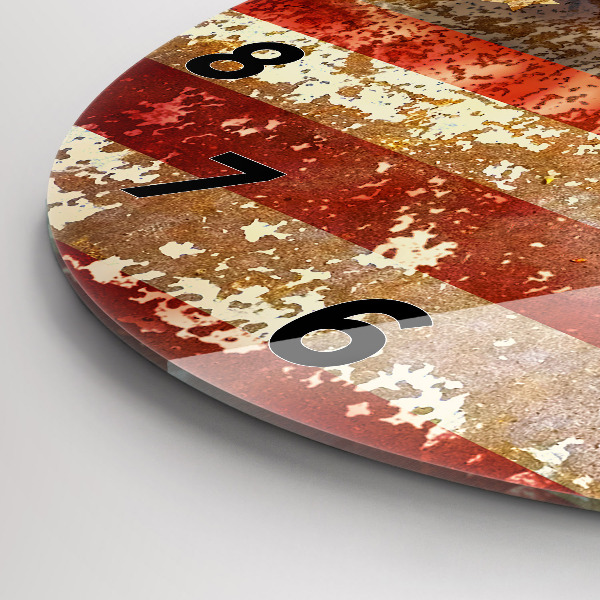 Ceas rotund de perete din sticlă Steagul SUA în stil vintage