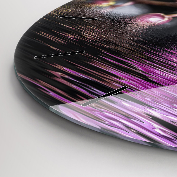 Ceas rotund de perete din sticlă Floare de orhidee pe apă