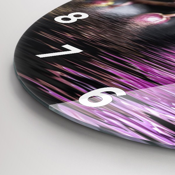 Ceas rotund de perete din sticlă Floare de orhidee pe apă