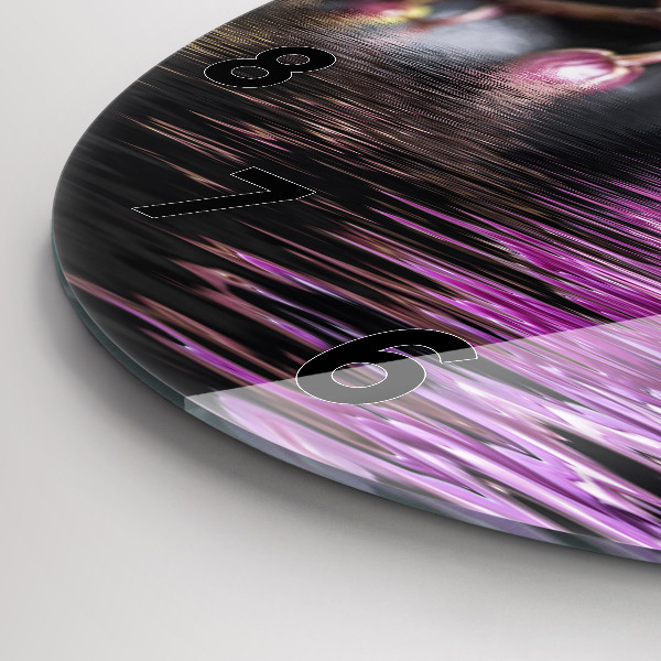 Ceas rotund de perete din sticlă Floare de orhidee pe apă