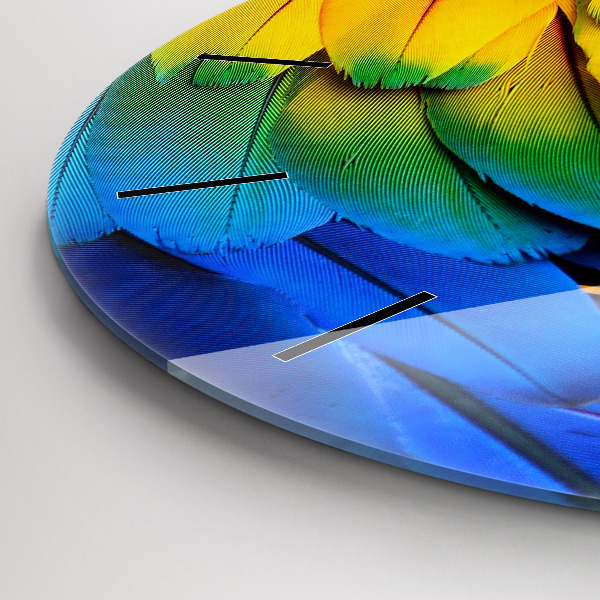 Ceas rotund de perete din sticlă Aripi de pasăre colorate