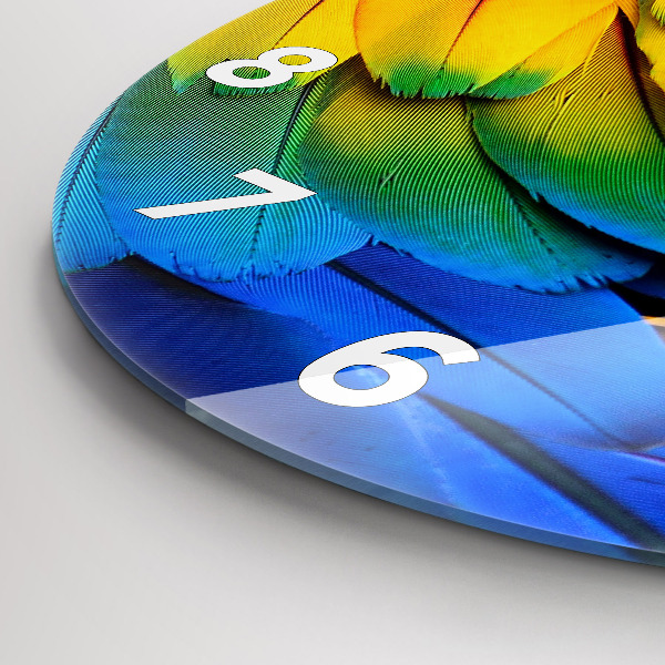 Ceas rotund de perete din sticlă Aripi de pasăre colorate