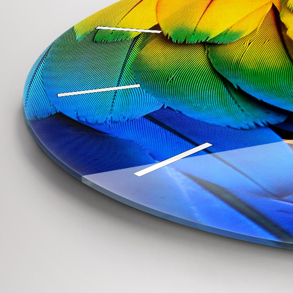 Ceas rotund de perete din sticlă Aripi de pasăre colorate