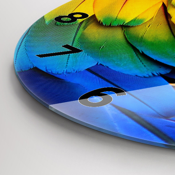 Ceas rotund de perete din sticlă Aripi de pasăre colorate