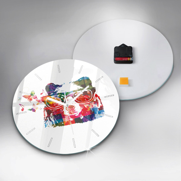 Ceas rotund de perete din sticlă Cap de urs