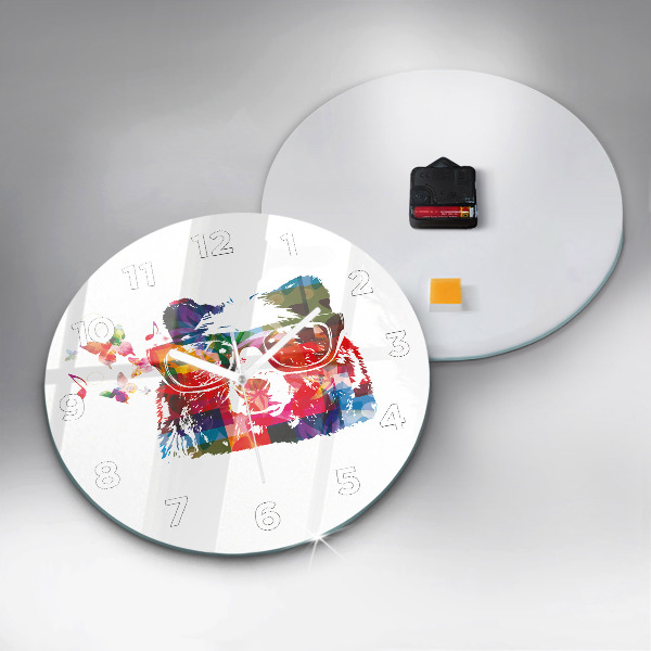 Ceas rotund de perete din sticlă Cap de urs