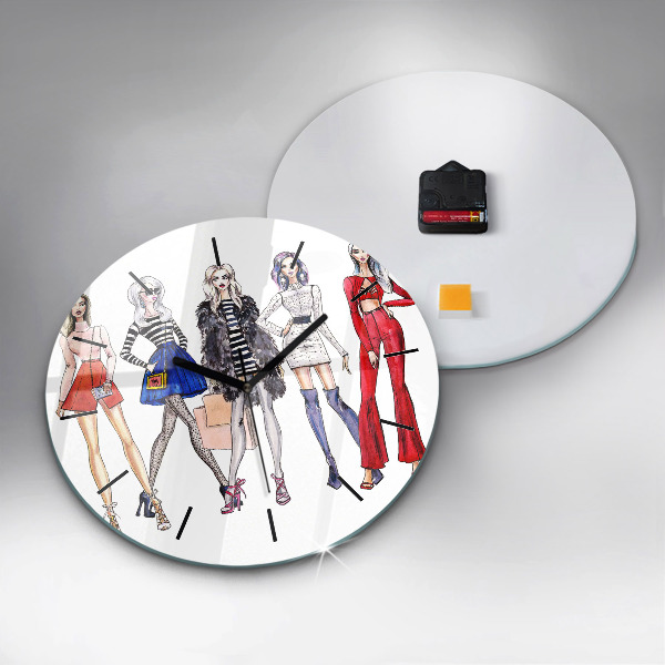 Ceas rotund de perete din sticlă Fete la modă