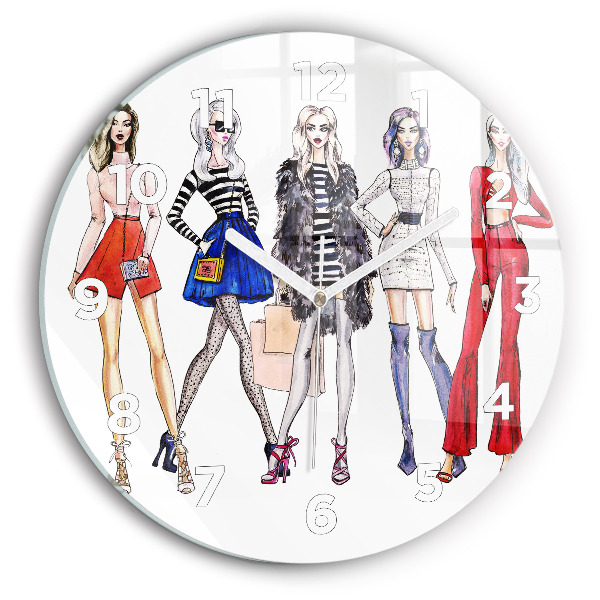 Ceas rotund de perete din sticlă Fete la modă