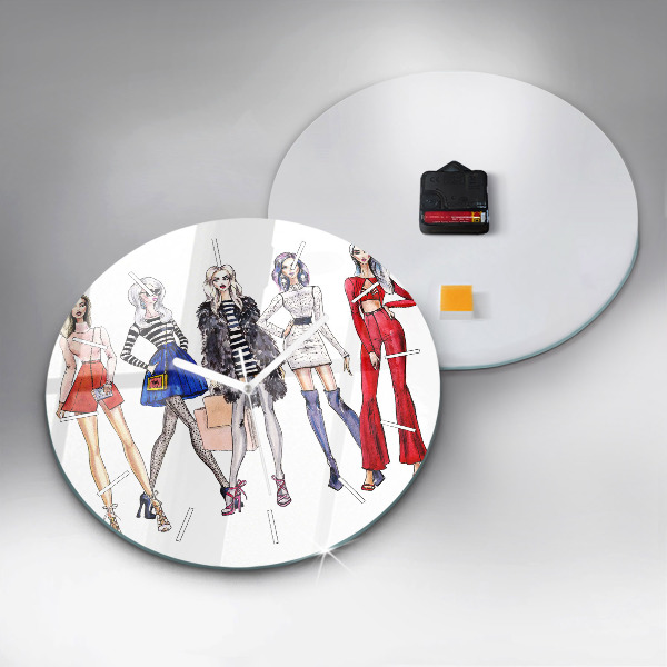 Ceas rotund de perete din sticlă Fete la modă