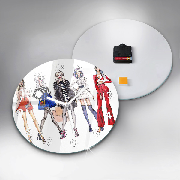 Ceas rotund de perete din sticlă Fete la modă