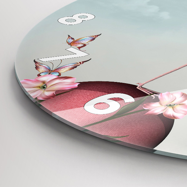 Ceas rotund de perete din sticlă Flamingo suprarealist