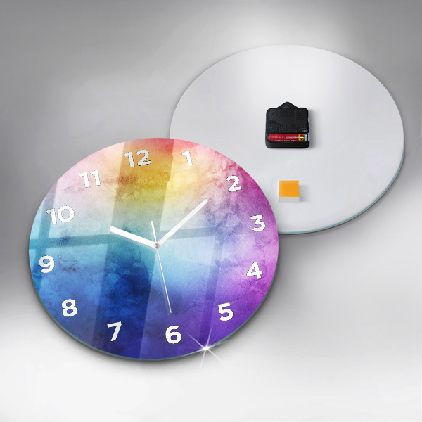 Ceas rotund de perete din sticlă Pete colorate