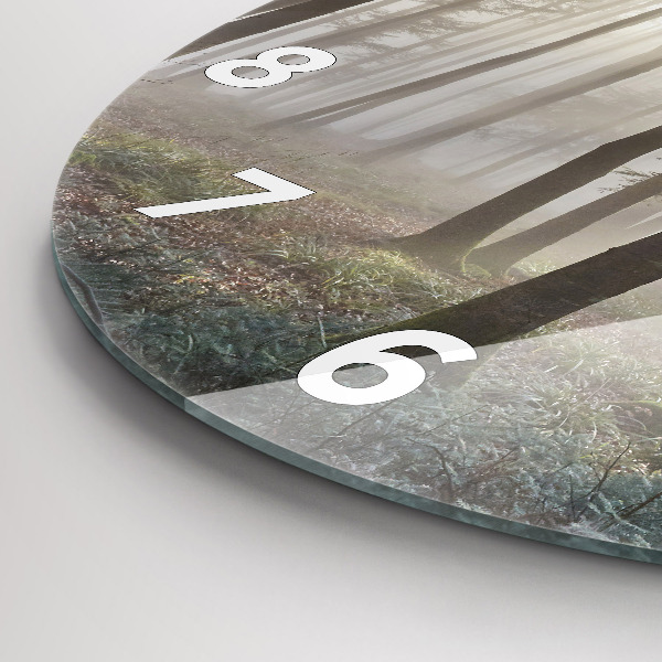 Ceas rotund de perete din sticlă Pădure în ceață