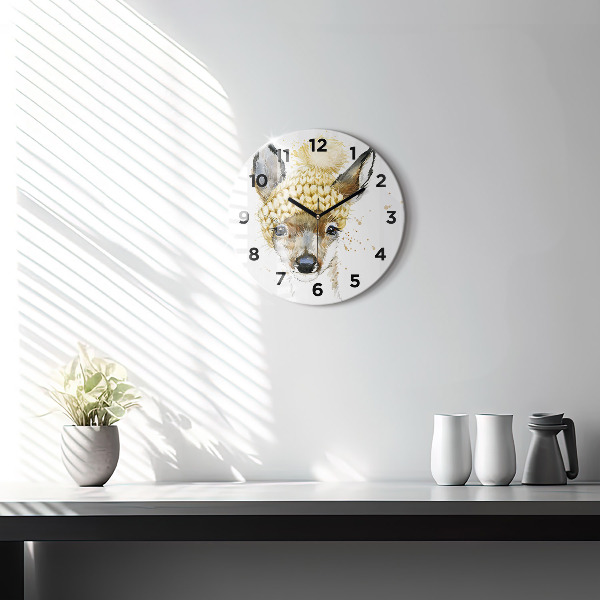 Ceas rotund de perete din sticlă Cerb