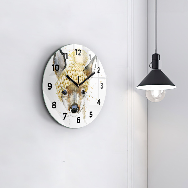 Ceas rotund de perete din sticlă Cerb