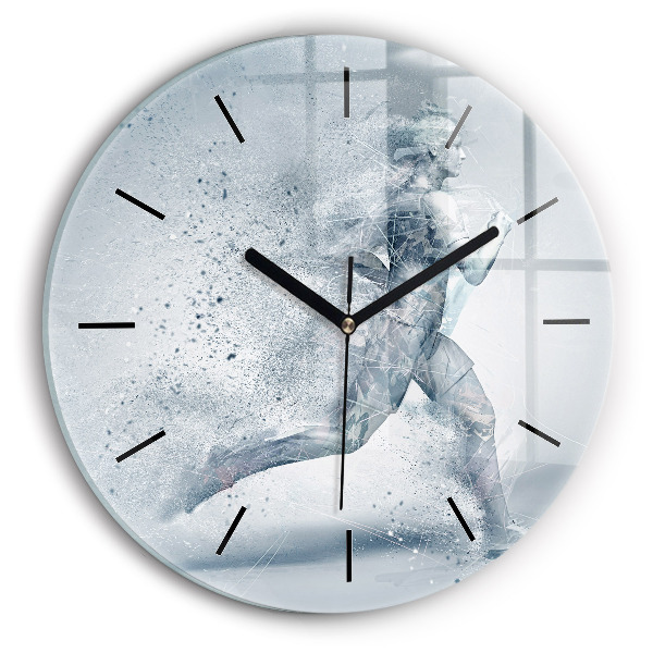 Ceas rotund de perete din sticlă Alergător