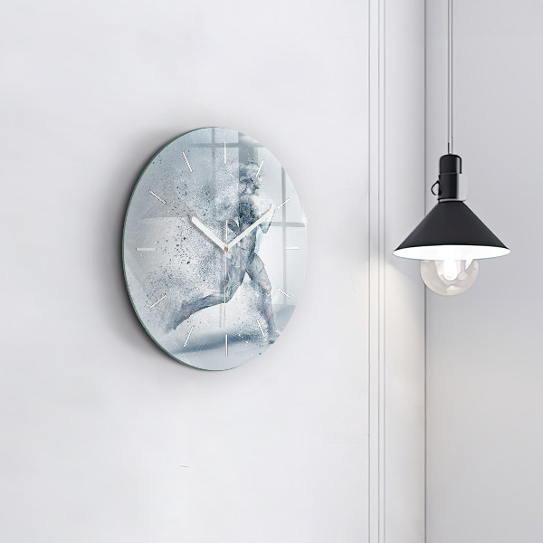 Ceas rotund de perete din sticlă Alergător