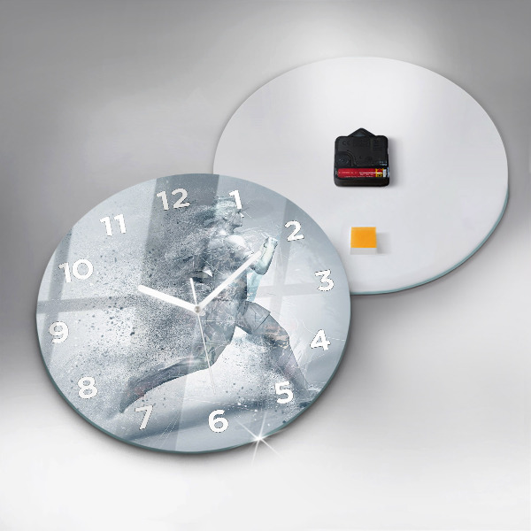 Ceas rotund de perete din sticlă Alergător