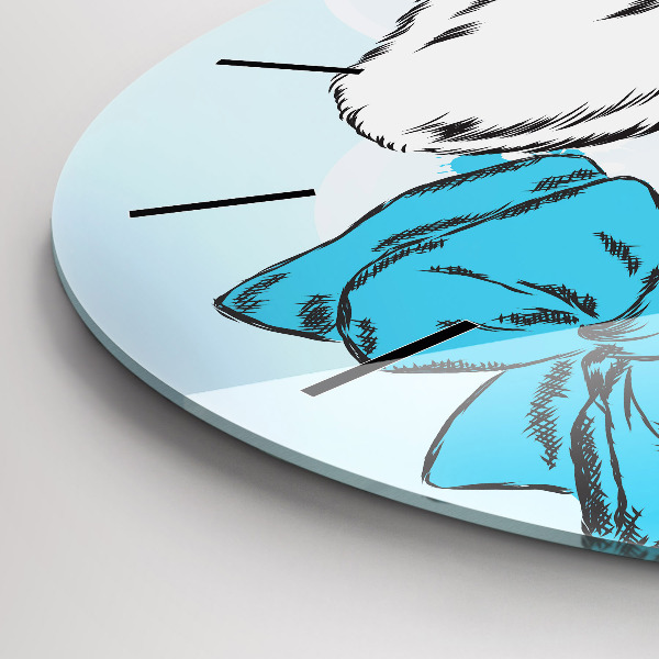 Ceas rotund de perete din sticlă Cățeluș