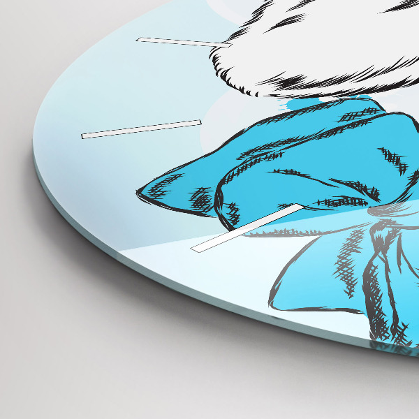 Ceas rotund de perete din sticlă Cățeluș