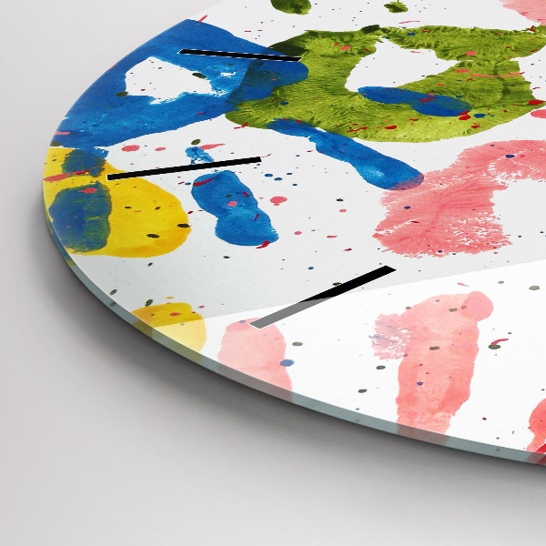 Ceas rotund de perete din sticlă Amprentele mâinilor copiilor