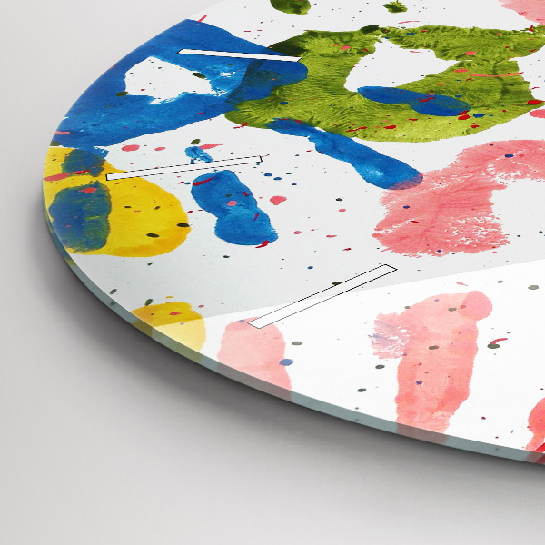 Ceas rotund de perete din sticlă Amprentele mâinilor copiilor