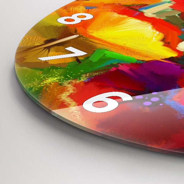 Ceas rotund de perete din sticlă Maci colorați