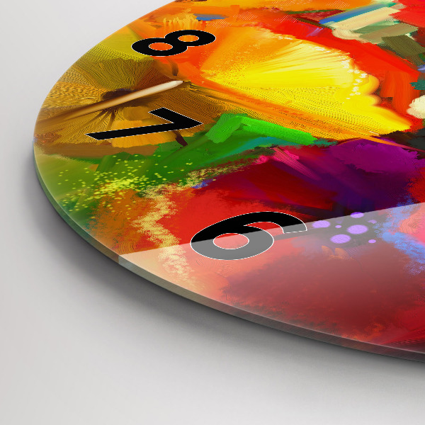 Ceas rotund de perete din sticlă Maci colorați