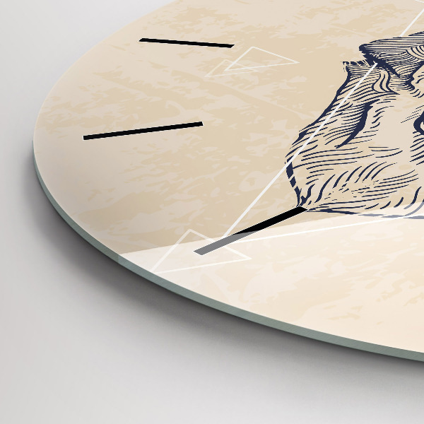 Ceas rotund de perete din sticlă Cap de lup