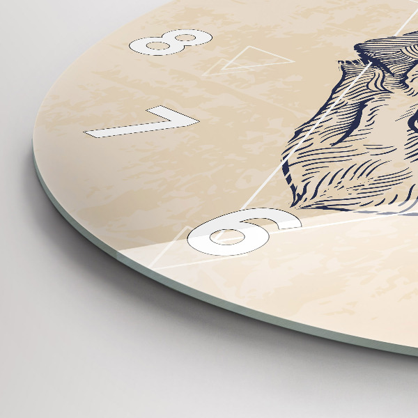 Ceas rotund de perete din sticlă Cap de lup