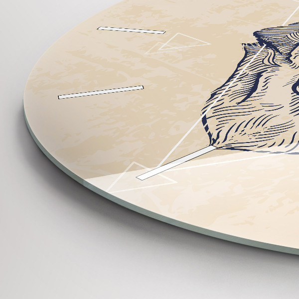 Ceas rotund de perete din sticlă Cap de lup