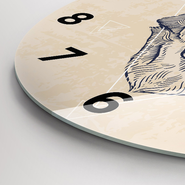 Ceas rotund de perete din sticlă Cap de lup