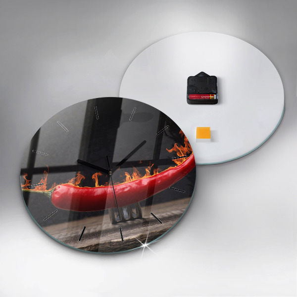 Ceas rotund de perete din sticlă Ardei pepperoni