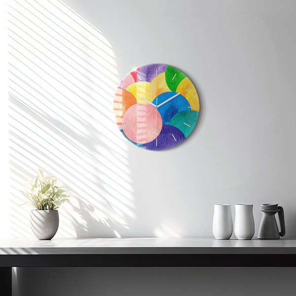 Ceas rotund de perete din sticlă Cercuri abstracte