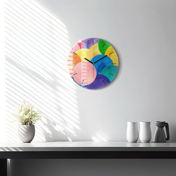 Ceas rotund de perete din sticlă Cercuri abstracte
