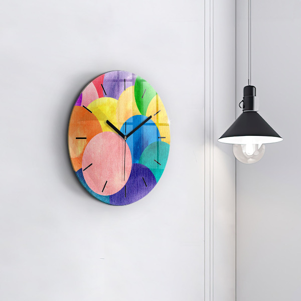 Ceas rotund de perete din sticlă Cercuri abstracte