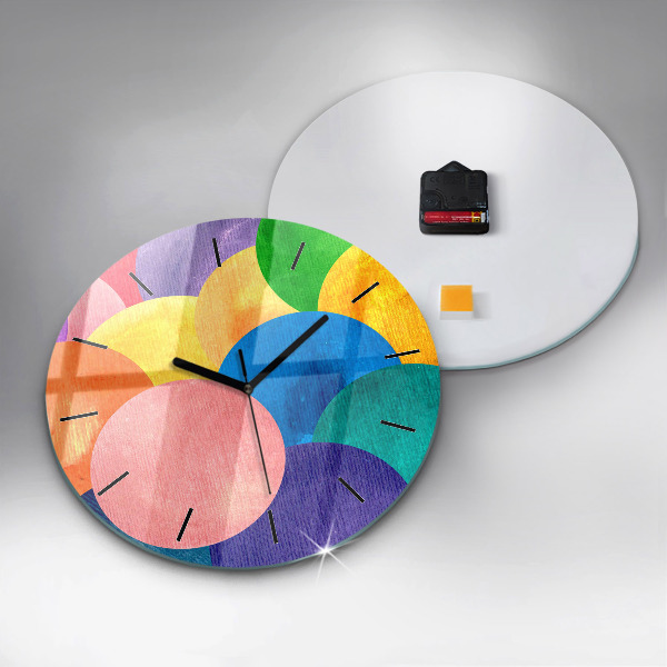 Ceas rotund de perete din sticlă Cercuri abstracte