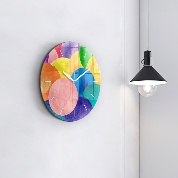 Ceas rotund de perete din sticlă Cercuri abstracte