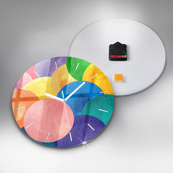 Ceas rotund de perete din sticlă Cercuri abstracte