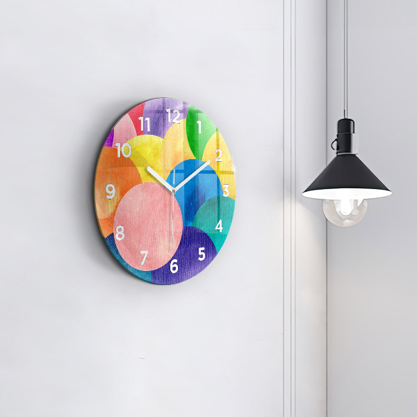 Ceas rotund de perete din sticlă Cercuri abstracte
