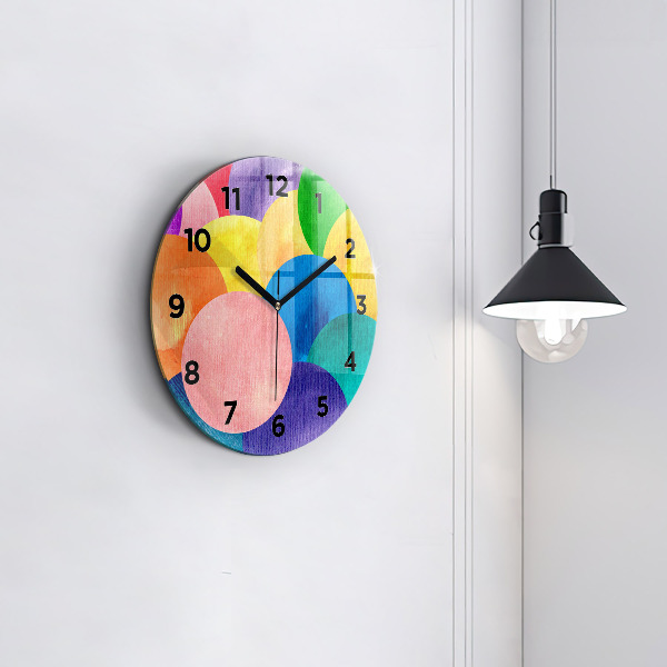 Ceas rotund de perete din sticlă Cercuri abstracte