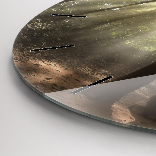 Ceas rotund de perete din sticlă Elefant în junglă