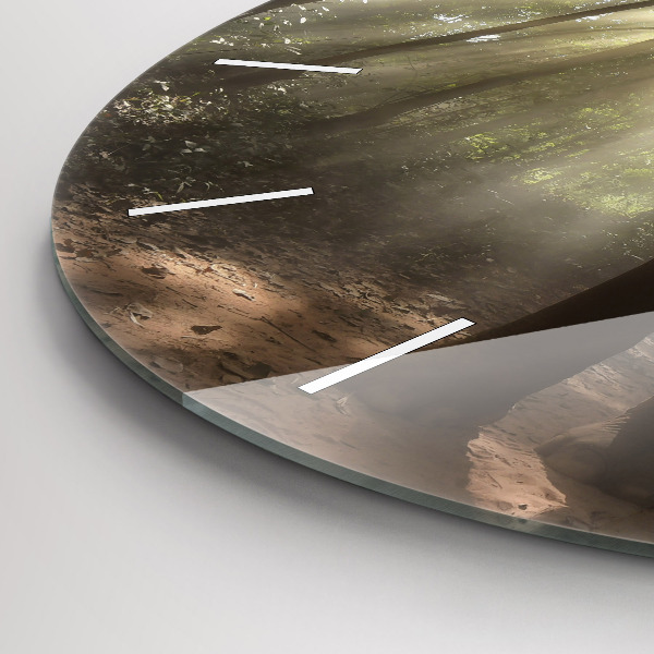 Ceas rotund de perete din sticlă Elefant în junglă